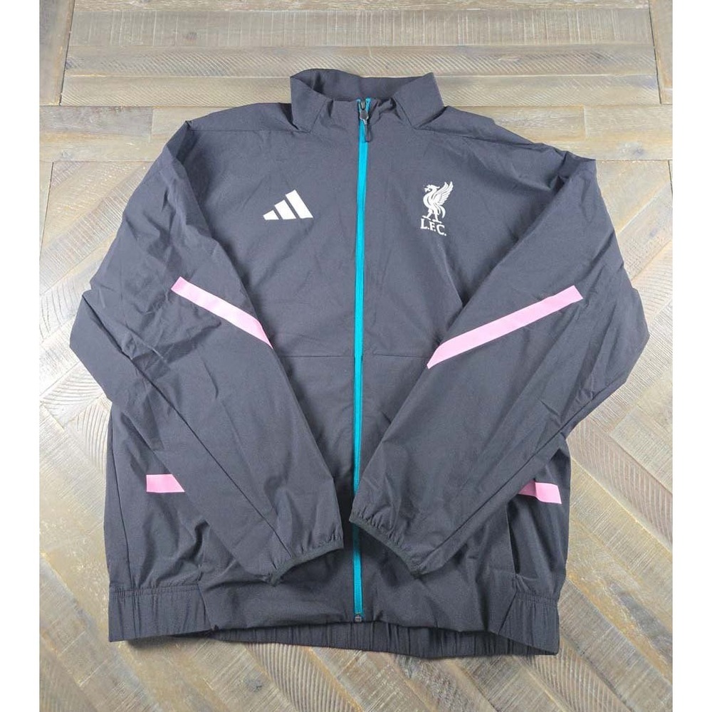 Adidas Liverpool FC Anthem Jacket Mens Large Black Soccer Track Top JZ0138 NEW